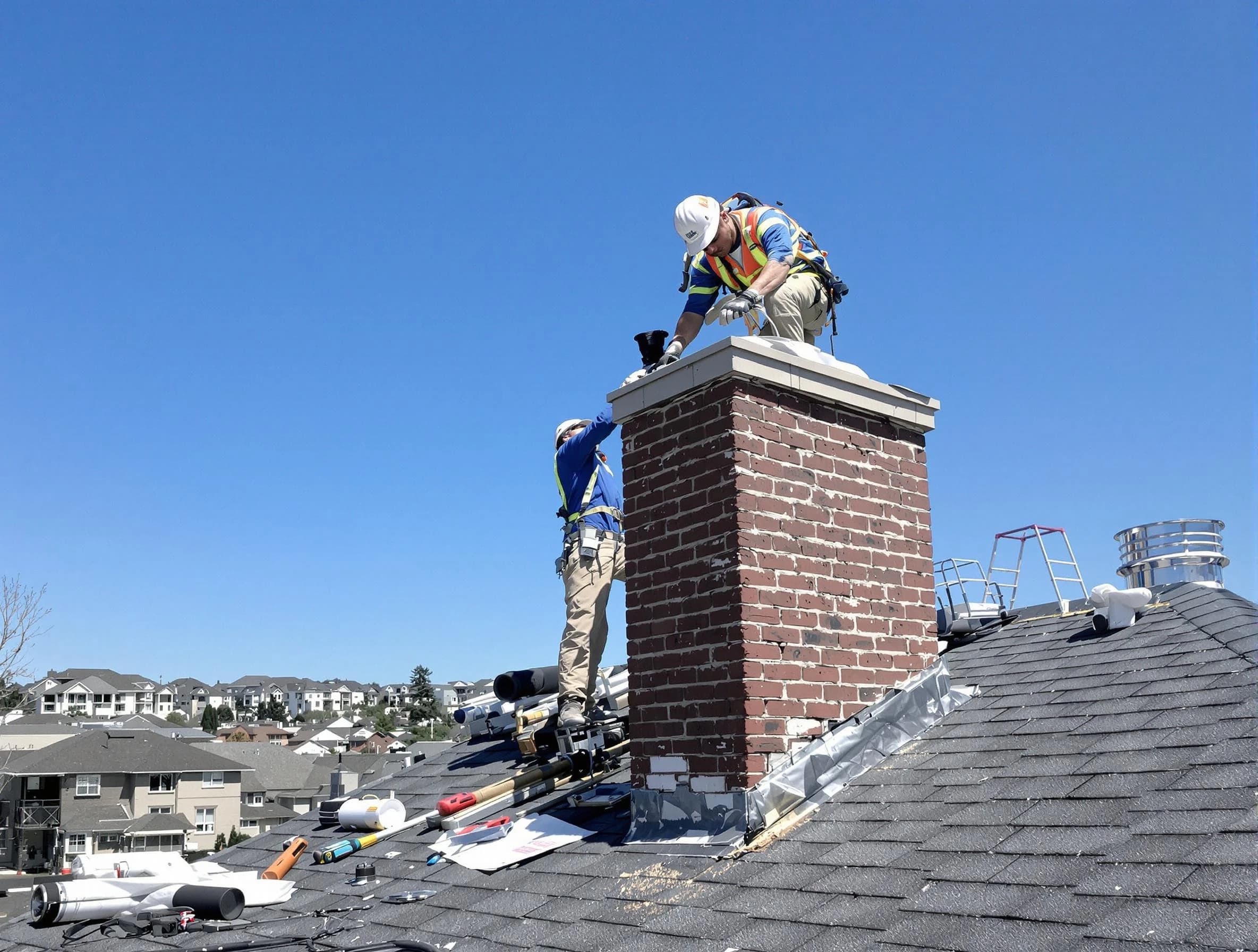 Galloway Chimney Sweep repairing a chimney crown in Galloway, NJ