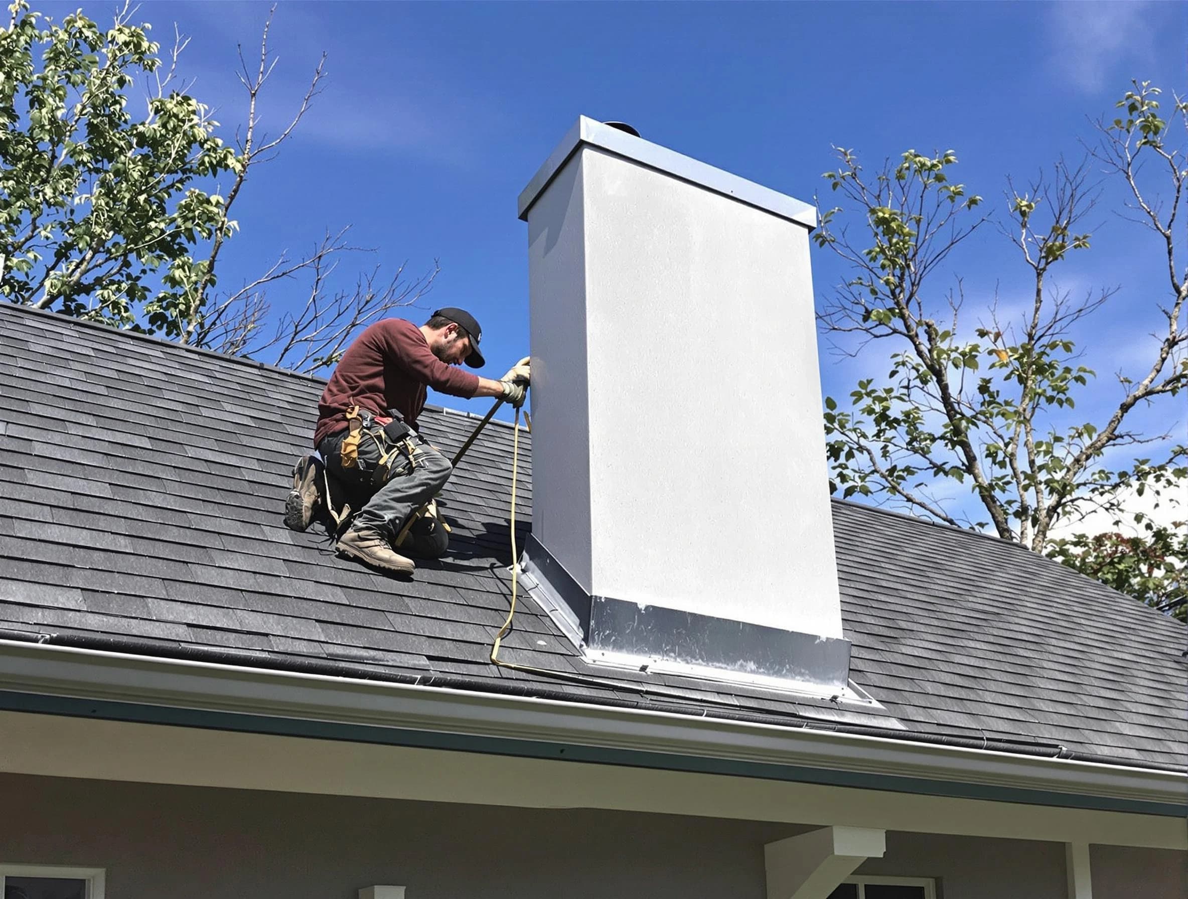 Galloway Chimney Sweep team member finishing chimney construction in Galloway, NJ