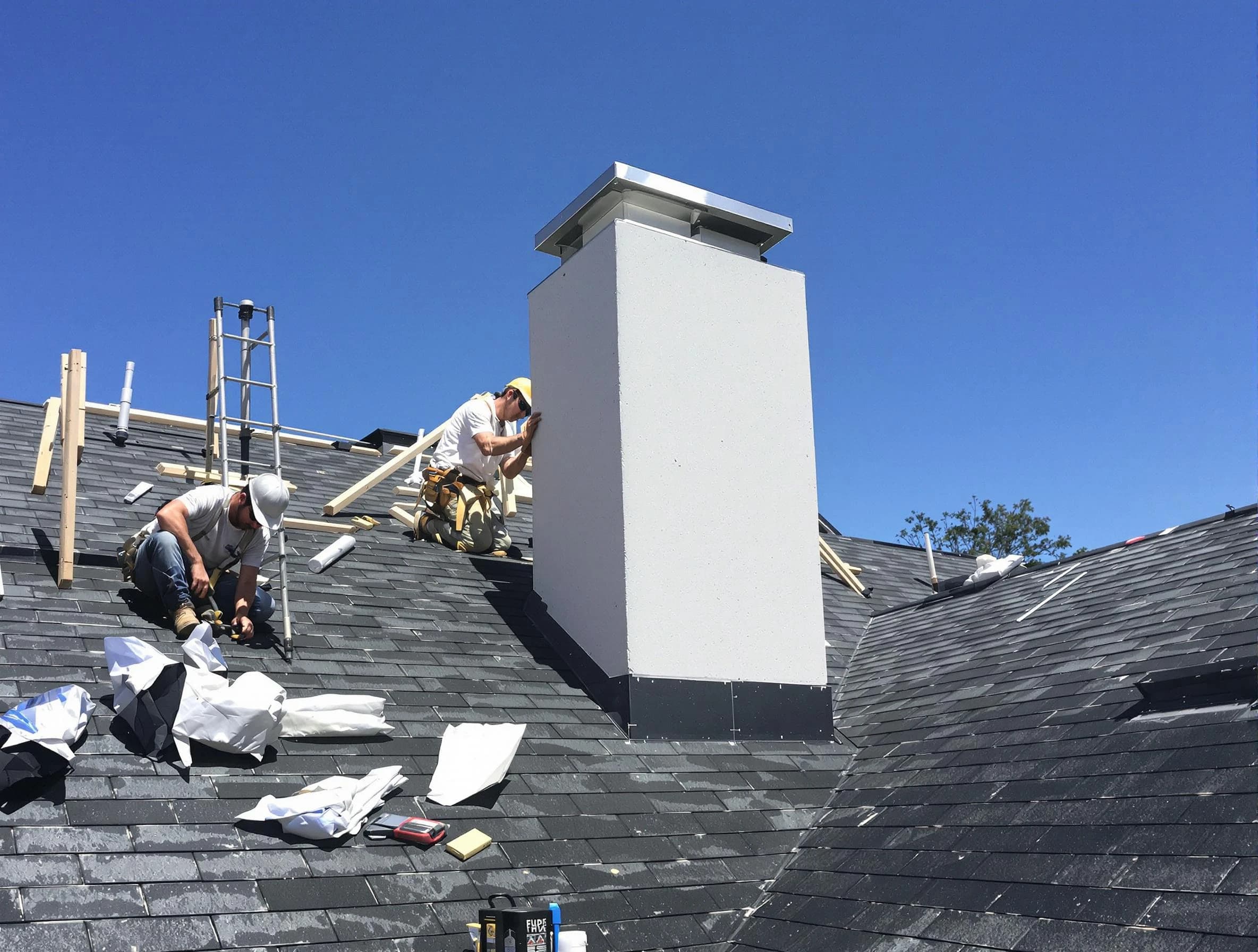 Galloway Chimney Sweep crew installing a new chimney in Galloway, NJ