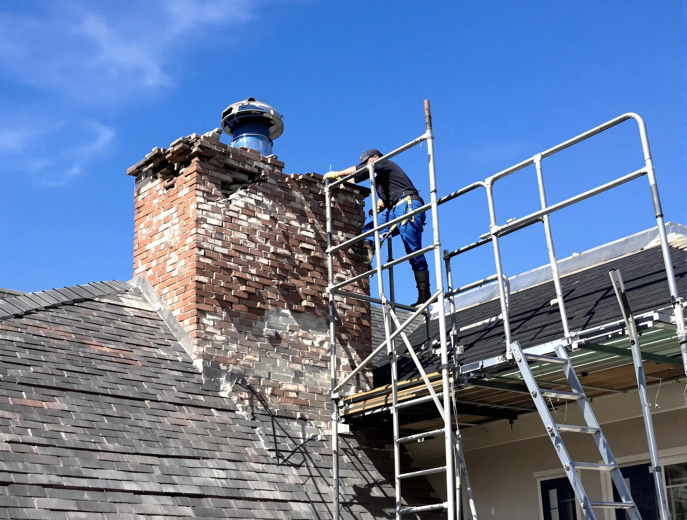 Rebuilding a chimney structure by Galloway Chimney Sweep in Galloway, NJ