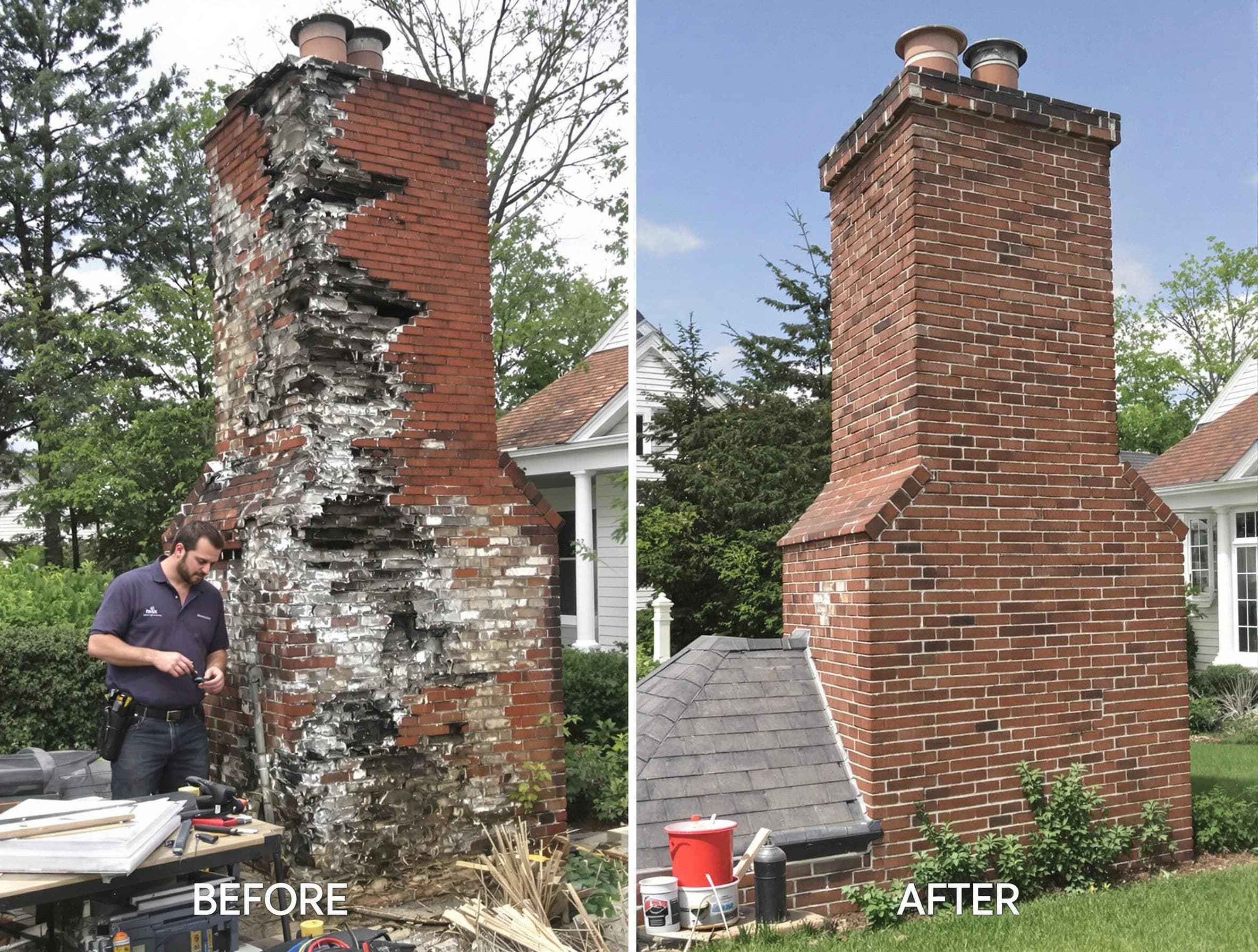 Galloway Chimney Sweep performing a full chimney restoration in Galloway, NJ