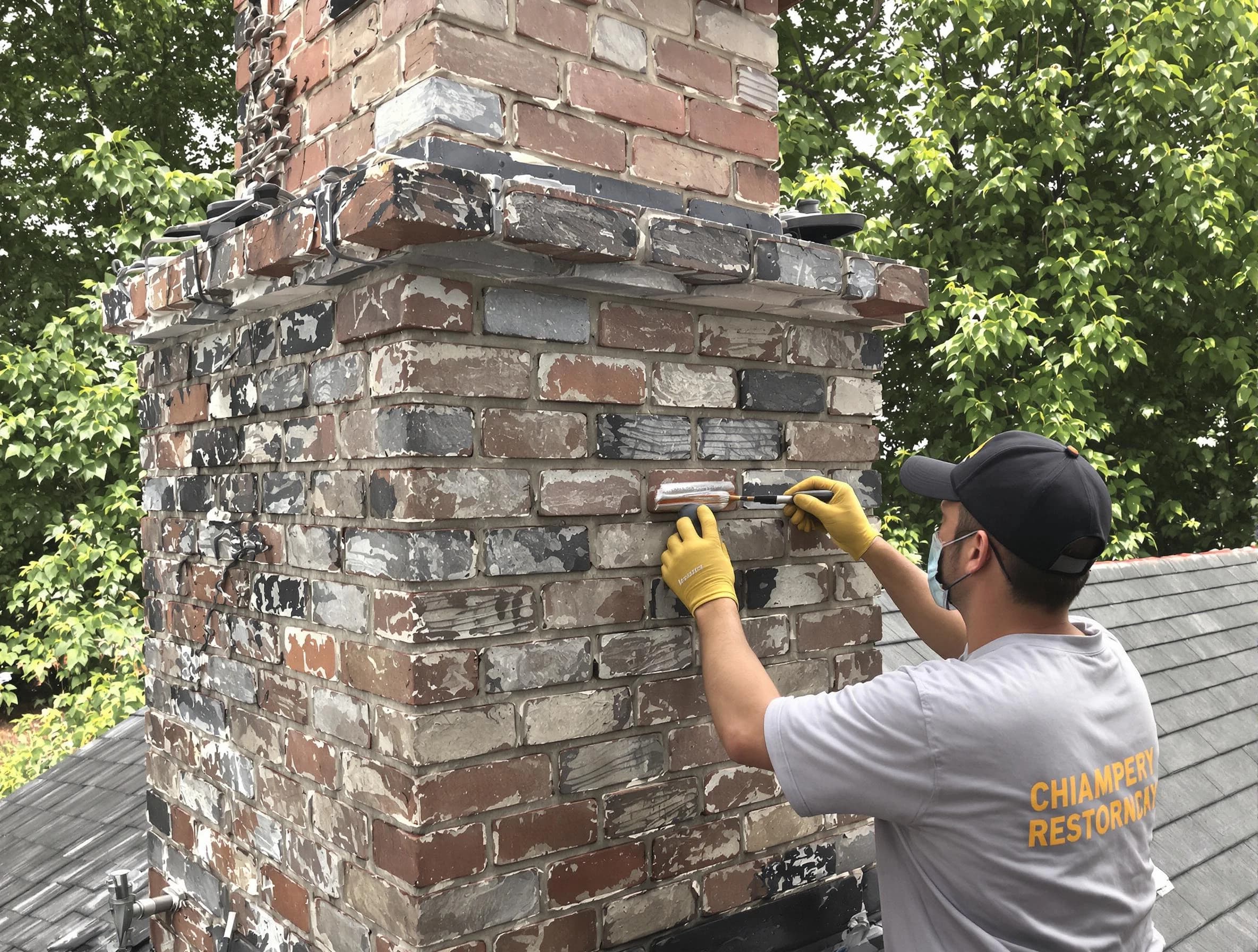 In-progress chimney restoration by Galloway Chimney Sweep in Galloway, NJ