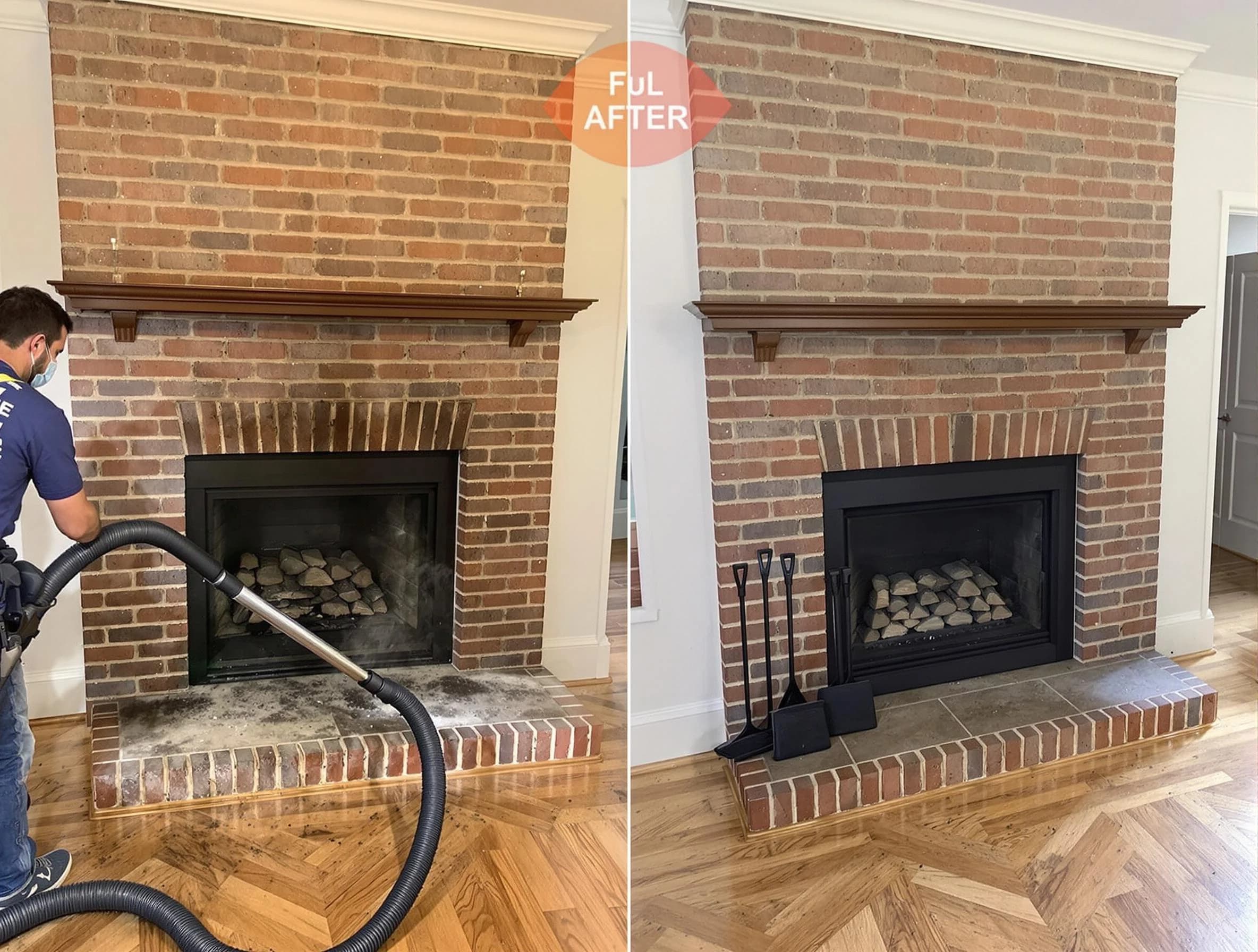 Galloway Chimney Sweep carefully sanitizing a fireplace in Galloway, NJ