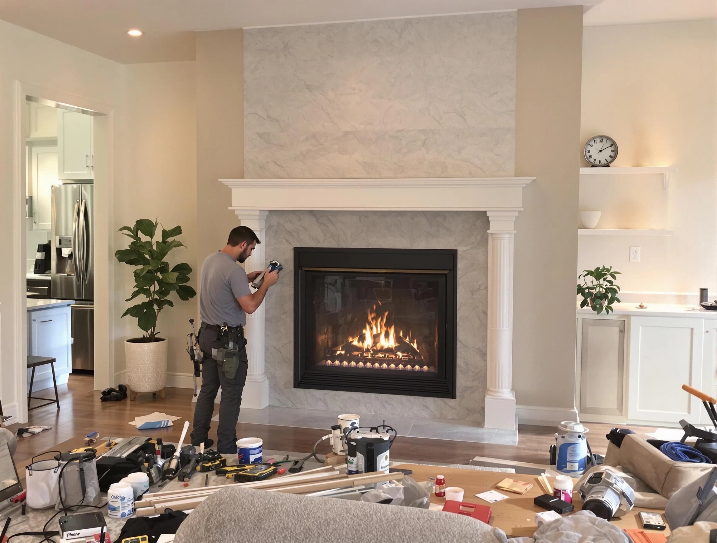 Newly installed fireplace by Galloway Chimney Sweep in Galloway, NJ